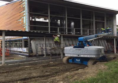 Installing curtainwall framing at Studio A