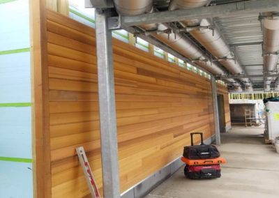 Wood siding at dock area