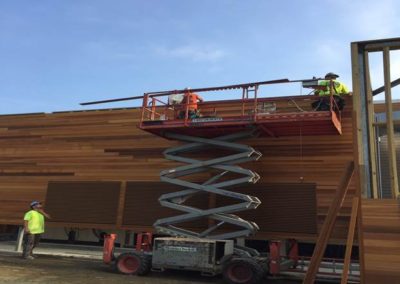 Wood siding at Café mechanical yard