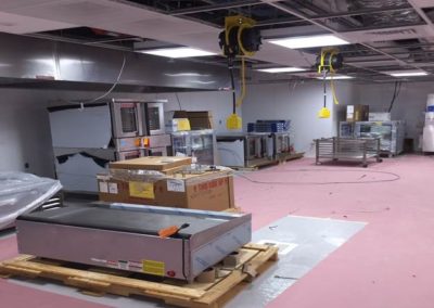 Kitchen equipment being set in Café kitchen