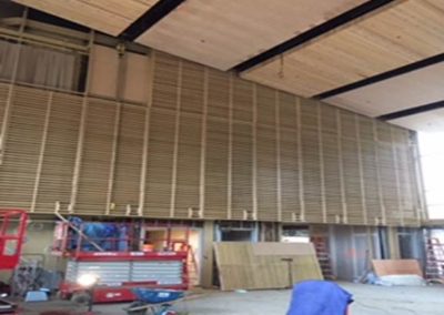 Wood wall and ceiling panels at Studio A