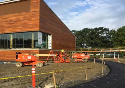 Stained wood siding at Studio A