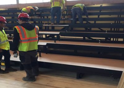 Telescoping seating framing at Studio A