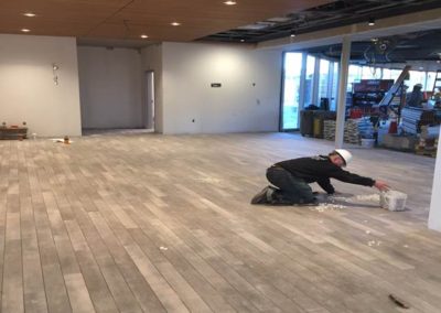 Tile flooring in main entrance lobby