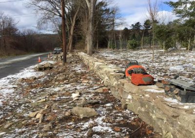 Rebuilt stone wall along Hawthorne Road -- Center for Music and Learning