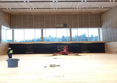 Wood ceiling and walls at Studio A -- Center for Music and Learning