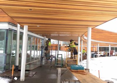 Wood ceiling at Covered Walkway -- Center for Music and Learning